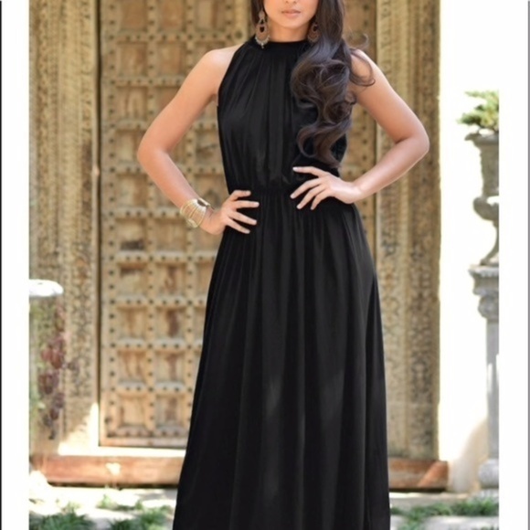 KOH KOH Black KeyHole Slimming Maxi Dress 2 - Picture 1 of 15